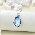 wholesale 925 Sterling Silver Blue Moonstone Leaf Design Pendant Necklace - Christmas Gift for Her-0-2