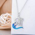 wholesale 925 Sterling Silver Ship Pendant Necklace with Blue Enamel and Sapphire Stone - Nautical Ocean Jewelry for Women-0-4