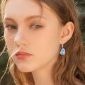 wholesale Turquoise Heart Earrings 925 Sterling Silver Sports Drop Dangle Earring Leverback Jewelry Christmas Gifts For Women Her -0-2