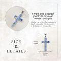 wholesale 925 Sterling Silver Blue Glitter Wave Patterned Cross Pendant Necklace for Women Men Christmas Gift-0-4