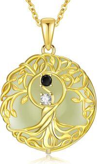 wholesale 14K Gold Plated Sterling Silver Jade Celtic Tree of Life Necklace-Yin Yang