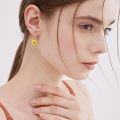 wholesale 925 Sterling Silver Yellow Gold Plated Sunflower Drop Earrings - Fashionable s for Her-0-3