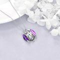 wholesale 925 Sterling Silver Crystal Dragon Necklace with Heart Birthstone Pendant-0-3
