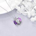 wholesale 925 Sterling Silver Crystal Dragon Necklace with Heart Birthstone Pendant-0-3