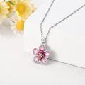 wholesale 925 Sterling Silver Pink Flower Pendant Necklace for Women Girls Mothers Day Gift-0-2