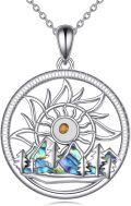 wholesale 925 Sterling Silver Abalone Shell Mountain Sun Pendant Necklace for Women-0-0