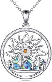 wholesale 925 Sterling Silver Abalone Shell Mountain Sun Pendant Necklace for Women-Sun