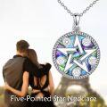 wholesale 925 Sterling Silver Abalone Shell Witch Knot Pentagram Triquetra Star of David Pendant Necklace-0-2
