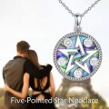 wholesale 925 Sterling Silver Abalone Shell Witch Knot Pentagram Triquetra Star of David Pendant Necklace-0-2