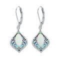 wholesale 925 Sterling Silver Opal & Abalone Shell Filigree Teardrop Dangle Earrings-0-0