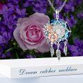 wholesale 925 Sterling Silver Blue Crystal Dreamcatcher Floral Cremation Jewelry Keepsake Urn Necklace for Ashes-0-3