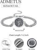wholesale 925 Sterling Silver Saint Christopher Medal Charm Bracelet with Extender Chain for Men Women Boys Girls Protection  (Silver Tone)-0-1