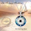 wholesale 925 Sterling Silver Blue Zircon Nautical Compass Pendant Necklace-0-4