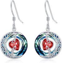 wholesale Sterling Silver Blue Crystal Moon Star Earrings Valentine s Birthday Anniversary Gifts for Women-01-January-Garnet