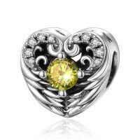 wholesale 925 Sterling Silver Stone Angel Wing Charm Bracelet Jewelry Gift for Women-08 Aug - Peridot