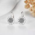 wholesale 925 Sterling Silver Sunflower Leverback Earrings with Black Evil Eye and White Petals-0-2