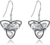 wholesale 925 Sterling Silver Celtic Fox Dangle Earrings - Unique Gifts for Women-Fox