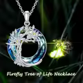 TOUPOP Sterling Silver Blue Crystal Firefly Pendant Necklace-0-1