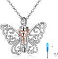 wholesale 925 Sterling Silver Butterfly Dragonfly Keepsake Pendant with Chain and Funnel Set - 24K Gold Plated Accents-0-0