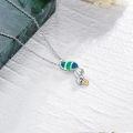wholesale 925 Sterling Silver Green Opal Squirrel Pendant Necklace for Women Girls-0-2
