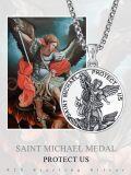 wholesale 925 Sterling Silver St Michael Archangel Protect Us Pendant Necklace for Men Women 3D Angel Guardian -0-5
