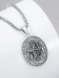 wholesale 925 Sterling Silver Saint Christopher Medal Protection Travelers Charm Pendant Necklace for Men Women 3D Engraved Cross -0-2