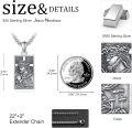 wholesale 925 Sterling Silver Rectangular Jesus Praying Cross Pendant Necklaces for Men/Women Christian Gifts-0-4