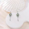 wholesale 925 Sterling Silver Green Moss Agate Scottish Thistle Drop Earrings with Celtic Knot and Teardrop Pendant-0-1