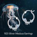 wholesale 925 Sterling Silver Blue Starfish and Jellyfish Hoop Earrings for Women-0-4