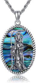 wholesale Sterling Silver Religious Necklace Santa Muerte St Peregrine Hecate Virgin Mary St Christopher St Michael St Jude Unisex Jewelry for Women Men-0-0