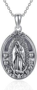 wholesale 925 Sterling Silver Virgin of Guadalupe Pendant Necklace for Women Catholic Gifts-0-0