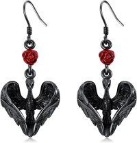 wholesale 925 Sterling Silver Gothic Red Rose Phoenix Drop Earrings for Women-Phoenix