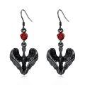 wholesale 925 Sterling Silver Gun Black Phoenix Red Rose Enamel Drop Earrings-0-0