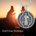wholesale 925 Sterling Silver Saint Christopher & St Benedict Medal Pendant with 24 Chain Gift Set-0-4