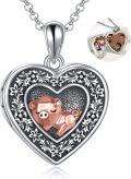 wholesale 925 Sterling Silver Heart Locket with Rose Gold Pig Pendant Photo Jewelry for Women-0-0