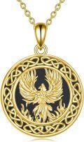 wholesale Gold 925 Sterling Silver Oxidized Round Celtic Knotwork Phoenix Pendant Necklace for Women -0-0