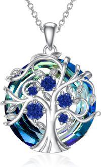 wholesale TOUPOP Tree Of Life Necklaces For Women Family Tree September Birthstone Birthday Ncklace Blue Sapphire Jewelry S925 Sterling Silver Jewelry Birthday Gifts For Women Girlfriend Wife Her Mom -undefined