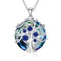 TOUPOP Sterling Silver Blue Sapphire Tree Of Life Family Birthstone Necklace-0-0