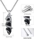 wholesale 925 Sterling Silver Black Obsidian Dragon Pendant Necklace for Men & Women-0-5
