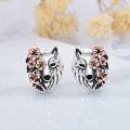 wholesale 925 Sterling Silver Wolf Head Flower Stud Earrings for Women Girls Gifts Jewelry Accessories 4 Colors Available-0-2
