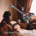 wholesale 925 Sterling Silver Heart-Shaped Red Stone Musical Note Pendant Necklace s for Women-0-2