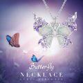 wholesale 925 Sterling Silver Purple Opal Butterfly Pendant Necklace for Women-0-2