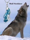 wholesale 925 Sterling Silver Turquoise Howling Wolf Pendant Necklace for Women Men  48cm Chain Length-0-3