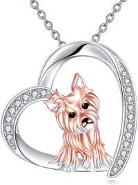 wholesale  Rhodium-Plated Sterling Silver Yorkshire Terrier Heart Pendant with Cubic Zirconia Necklace for Women-Yorkshire Terrier Necklace
