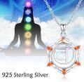 wholesale 925 Sterling Silver 7 Chakra Orange Stone Pendant Necklace for Women-0-3
