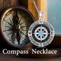 wholesale 925 Sterling Silver Blue Opal Celtic Knot Compass Pendant Necklace for Women-0-5