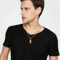 wholesale 925 Sterling Silver Saint Francis Black Onyx Gold Plated Pendant Necklace-0-3
