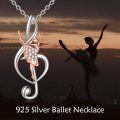 wholesale 925 Sterling Silver Rose Gold Plated Dancing Girl in Treble Clef Shape with Cubic Zirconia Pendant Necklace for Women Girls -0-2