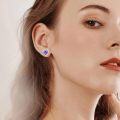 wholesale 925 Sterling Silver Cubic Zirconia 12 Birthstone Heart Stud Earrings-0-4