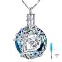 wholesale 925 Sterling Silver Tree Of Life Pendant With Red Heart Gemstone And Chain-04-Apri-Diamond